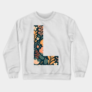 Whimsical Floral Letter L Crewneck Sweatshirt